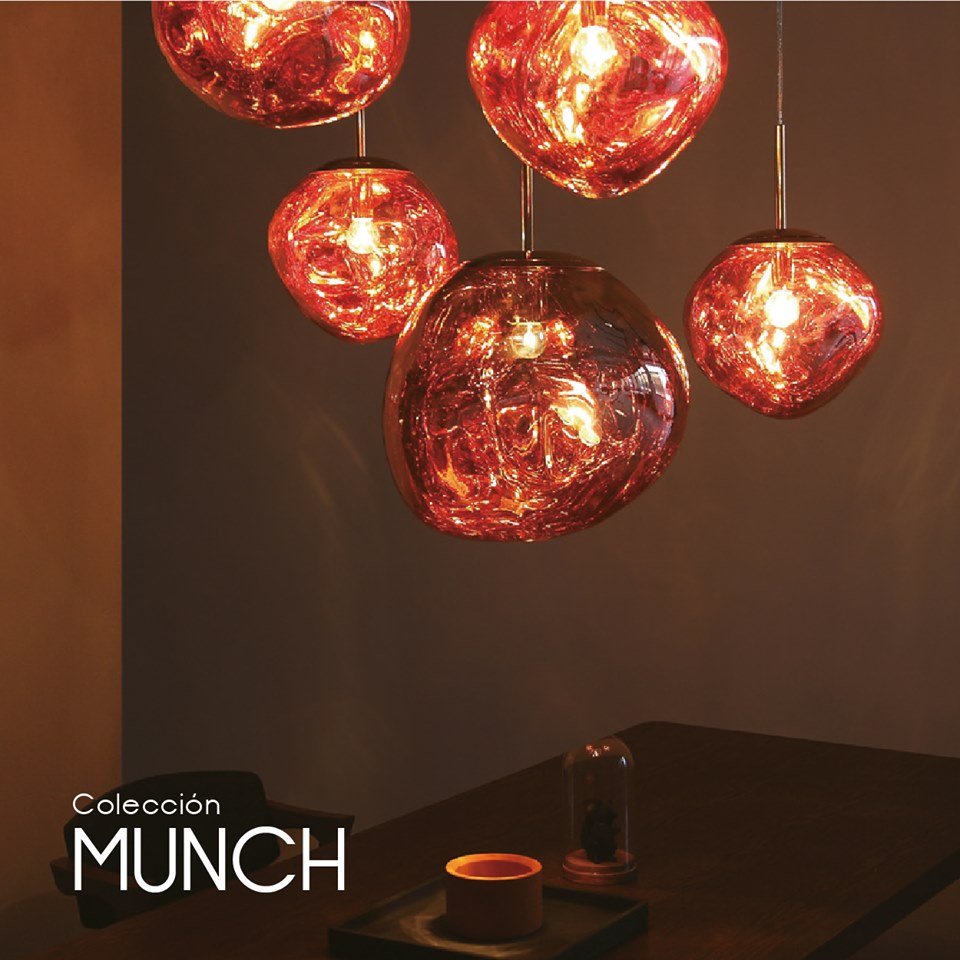 Lampara colgante Munch cuerpo de acrílico en acabado bronce
