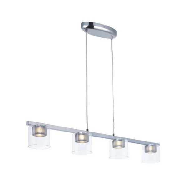 Lampara Colgante Cromo Pulido 4 LEDS
