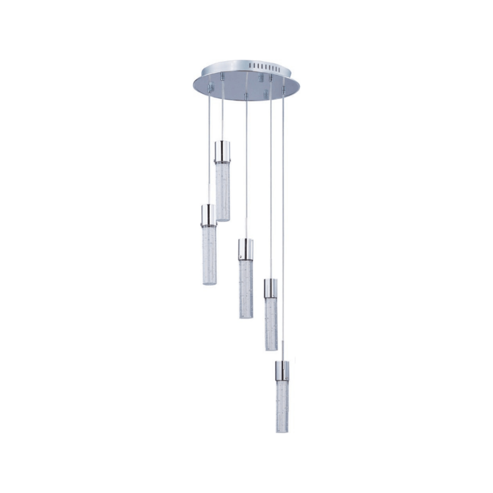 Lampara Colgante Cromo Pulido y Cristal con Burbujas 5 LEDS