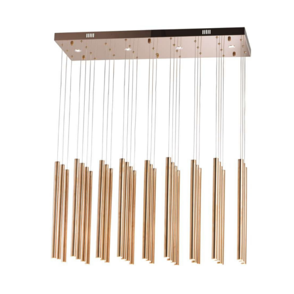 Lámpara colgante 35 luces led de acero inoxidable color oro rosa Flute E10010-RG