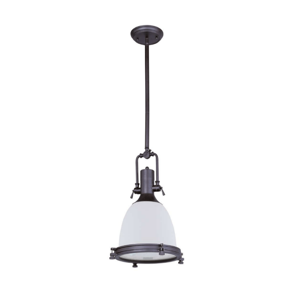 Lámpara colgante 1 luz vintage demetal y vidrio en Bronce y Blanco Hi-Bay 25116SWBZ