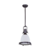 Lámpara colgante 1 luz vintage demetal y vidrio en Bronce y Blanco Hi-Bay 25116SWBZ