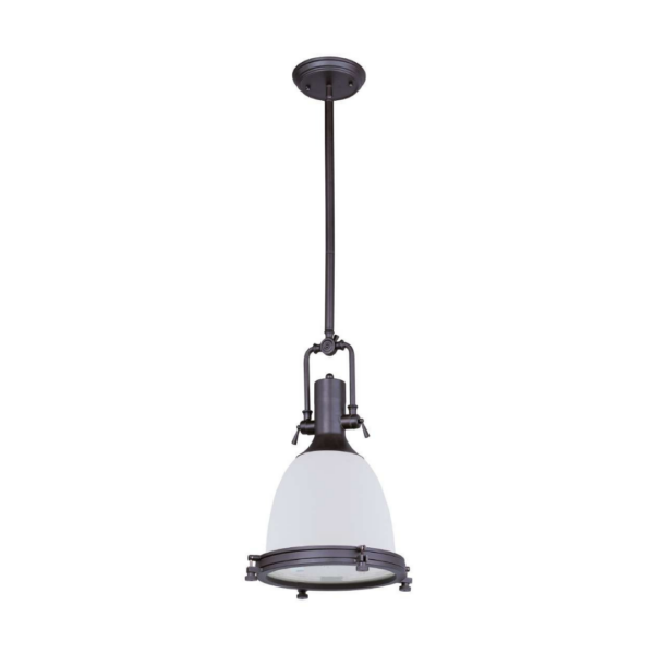 Lámpara colgante 1 luz vintage demetal y vidrio en Bronce y Blanco Hi-Bay 25116SWBZ