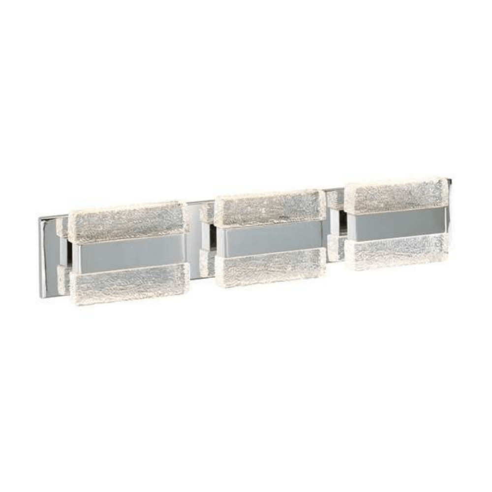 Lampara de baño Cristal Iceberg y Cromo Pulido 3 luces