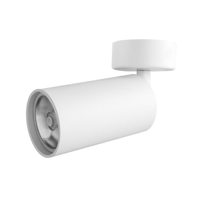 Luminario para lámpara tipo dicroica GU10, de led, redonda tipo cilindro, de sobreponer dirigible, aluminio acabado blanco, no incluye lámpara, protección IP20