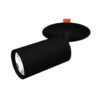 Luminario para lámpara tipo dicroica MR16  GU10 o módulo, de led, redonda tipo cilindro, de empotrar dirigible, aluminio acabado negro, no incluye lámpara, protección IP20