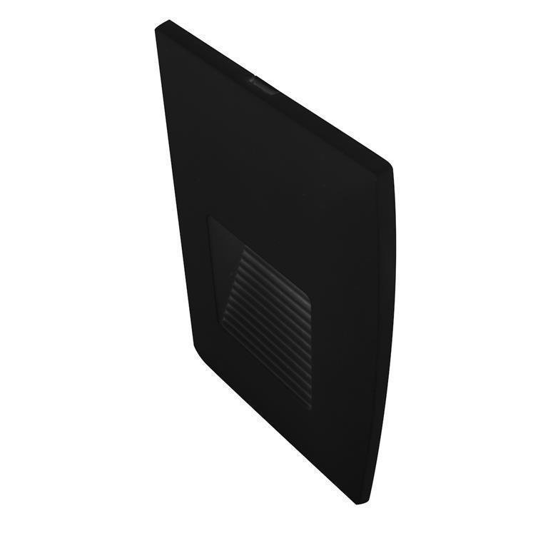 Lampara de pared, blanco cálido, 2 Watts, óptica 120°, rectangular, de sobreponer, policarbonato acabado negro, 85-265V ca, protección IP65
