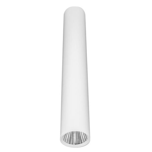 Lampara de techo LED de 50 cm, blanco cálido, 10 Watts, óptica 38°, cilíndrico, de sobreponer en techo, aluminio acabado blanco, 100-277V ca, protección IP20
