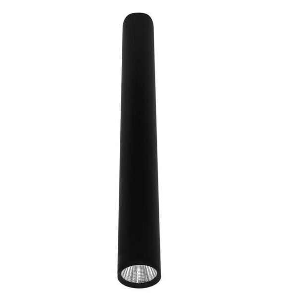 Lampara de techo LED de 60 cm, blanco cálido, 10 Watts, óptica 38°, cilíndrico, de sobreponer en techo, aluminio acabado negro, 100-277V ca, protección IP20