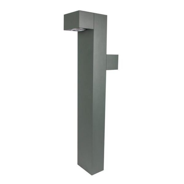 Poste tipo bolardo 60 cm de alto, de led, blanco cálido, 10 Watts, óptica 120° doble salida de luz, de sobreponer, acabado gris obscuro, 100-277V ca, protección IP54