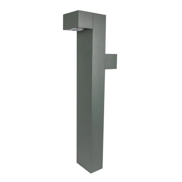 Poste tipo bolardo 60 cm de alto, de led, blanco cálido, 10 Watts, óptica 120° doble salida de luz, de sobreponer, acabado gris obscuro, 100-277V ca, protección IP54