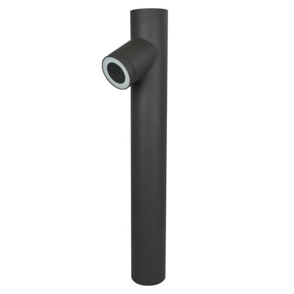 Luminario tipo bolardo de 1 cabezal base GU10, 16 Watts, óptica 120°, de sobreponer, acero acabado gris obscuro no incluye lámpara, protección IP54