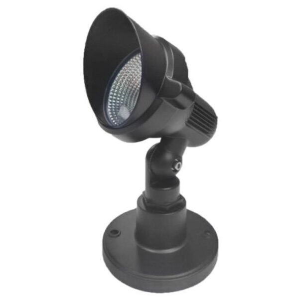 Lampara de piso, blanco cálido, 7 Watts, óptica 30°, de sobreponer, aluminio acabado negro incluye base de fijación, 85-265V ca, protección IP65