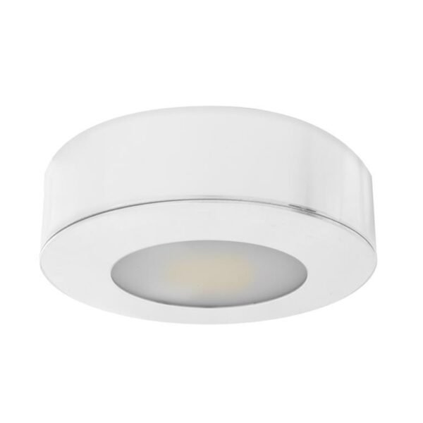 Lampara led, atenuable blanco neutro, 4 Watts, óptica 120°, redondo empotrar o sobreponer, aluminio  acabado blanco  incluye arillo, 110-130V ca, protección IP20