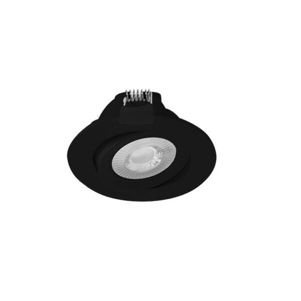 Lampara de techo LED, blanco, 5 Watts, óptica 42°, redondo, de empotrar dirigible, policarbonato acabado negro, 100-240V ca, protección IP51