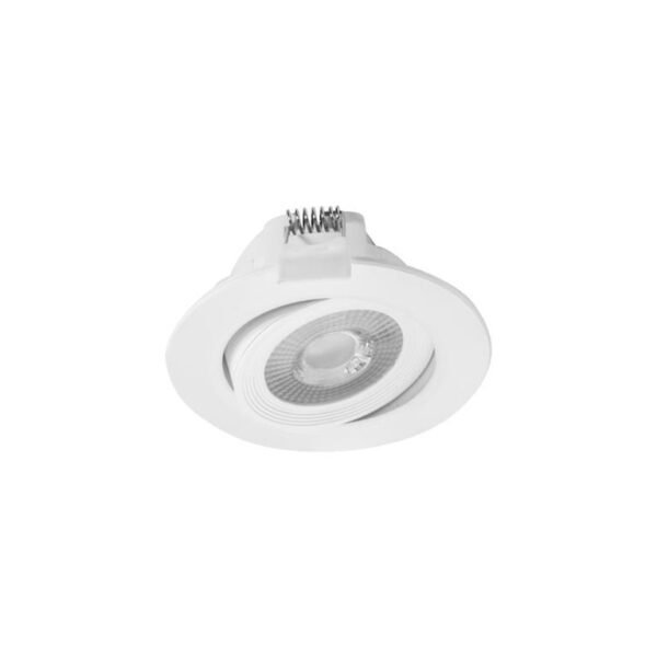 Lampara de techo LED, blanco, 5 Watts, óptica 42°, redondo, de empotrar dirigible, policarbonato acabado blanco, 100-240V ca, protección IP51