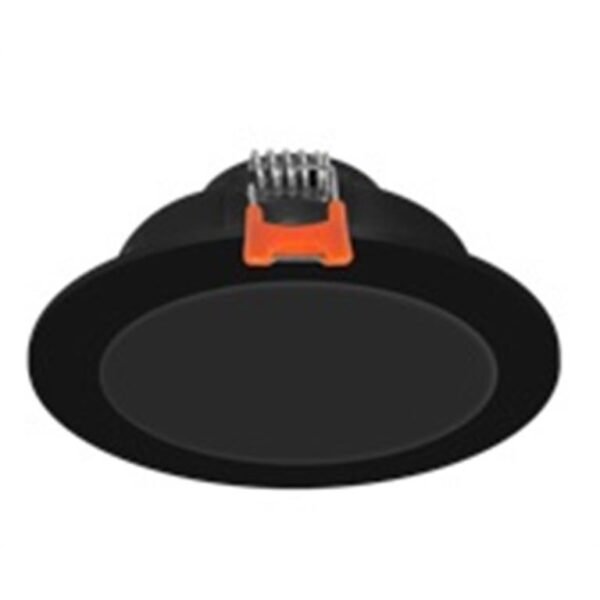 Lampara de techo LED, blanco cálido, 6 Watts, óptica 120°, redondo, de empotrar, policarbonato, cuerpo y difusor acabado negro, 85-265V ca , protección IP54