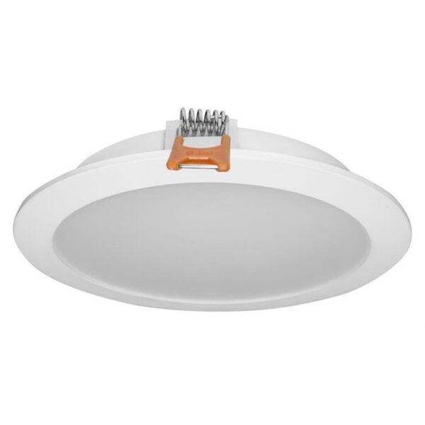 Lampara de techo LED, blanco, 12 Watts, óptica 120°, redondo plano, de empotrar, aluminio acabado blanco, 85-265V ca, protección IP20