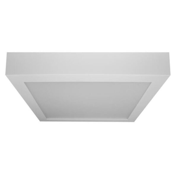 Lampara de techo LED, blanco, 20 Watts, óptica 120°, cuadrado, de sobreponer, cuerpo y difusor lechoso de PVC, 85-265V ca, protección IP20