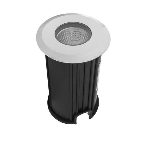 Lampara de piso, blanco cálido, 3 Watts, óptica 120°, redondo, de empotrar, aluminio incluye housing, 85-265V ca, protección IP65