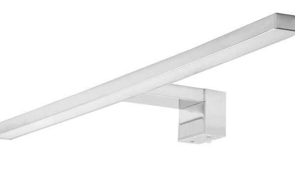 Lampara de led, para espejos, cuadrado, blanco neutro, 7 Watts, incluye bases para sujeción en espejo de hasta 8mm, para sobreponer en mueble y para sobreponer en pared, ABS acabado cromado, 100-265V ca, protección IP54