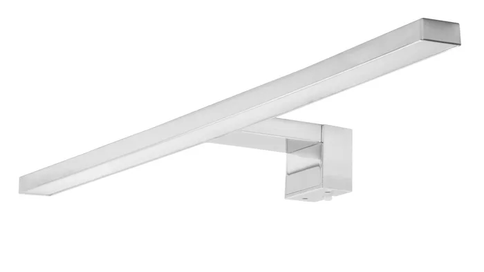 Lampara de led, para espejos, cuadrado, blanco neutro, 7 Watts, incluye bases para sujeción en espejo de hasta 8mm, para sobreponer en mueble y para sobreponer en pared, ABS acabado cromado, 100-265V ca, protección IP54