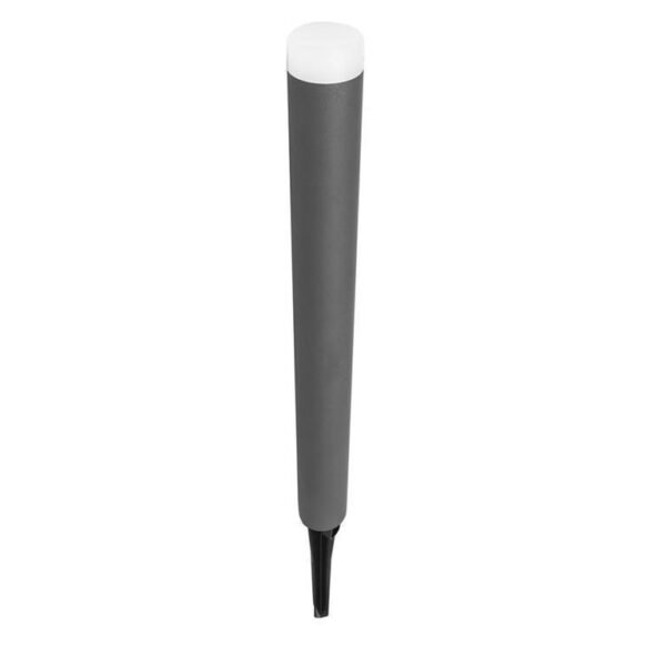 Lampara de piso, blanco cálido, 3 Watts, cilíndrico, de sobreponer, aluminio acabado gris oxford y policarbonato incluye estaca, 100-130V ca, protección IP65