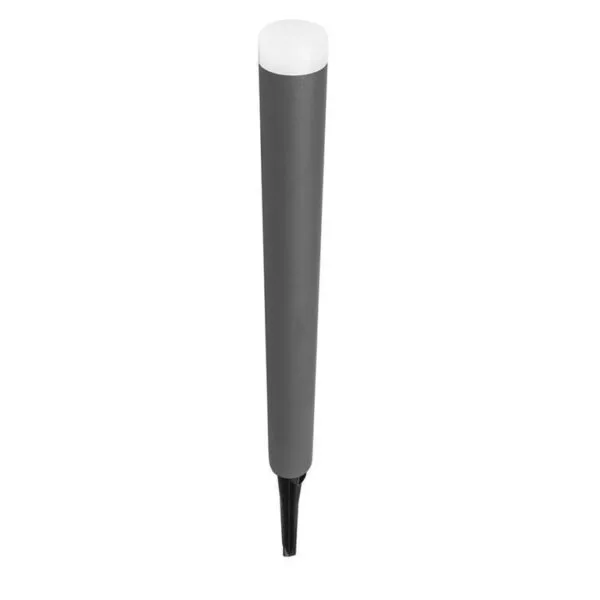 Lampara de piso, blanco cálido, 3 Watts, cilíndrico, de sobreponer, aluminio acabado gris oxford y policarbonato incluye estaca, 100-130V ca, protección IP65