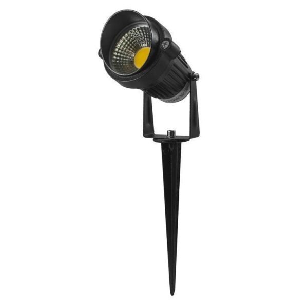 Lampara de piso, blanco cálido, 5 Watts, óptica 60°, de sobreponer, aluminio acabado negro  incluye estaca, 85-265V ca, protección IP65
