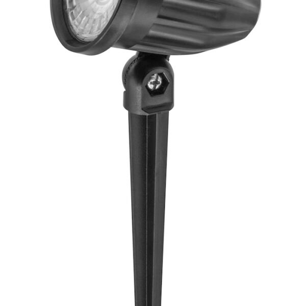 Lampara de piso, blanco cálido, 9 Watts, óptica 60°, de sobreponer, policarbonato acabado negro incluye estaca, 85-265V ca, protección IP65