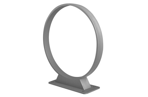 Lampara de led tipo bolardo circular de 30 cm de diámetro, blanco cálido, 5 Watts, óptica de 120°, de sobreponer, aluminio acabado gris, acrílico difuso, 100-240V ca, protección IP54