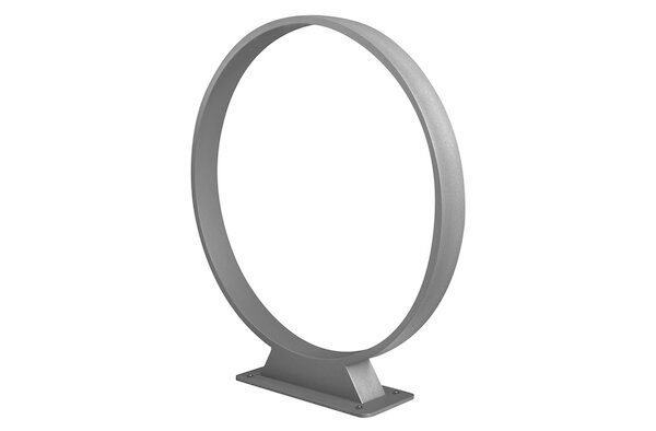 Lampara de led tipo bolardo circular de 40 cm de diámetro, blanco cálido, 5 Watts, óptica de 120°, de sobreponer, aluminio acabado gris, acrílico difuso, 100-240V ca, protección IP54