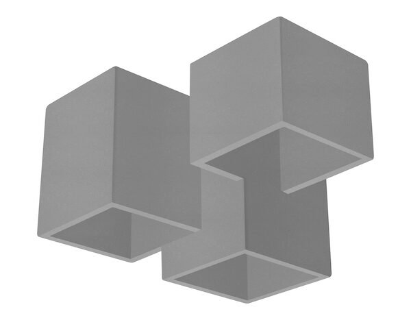 Lampara de techo LED, con 3 bases  GU10 (sin lámpara) de 25 Watts máximo cada una, óptica de 120°,  de sobreponer, concreto acabado gris, protección IP20