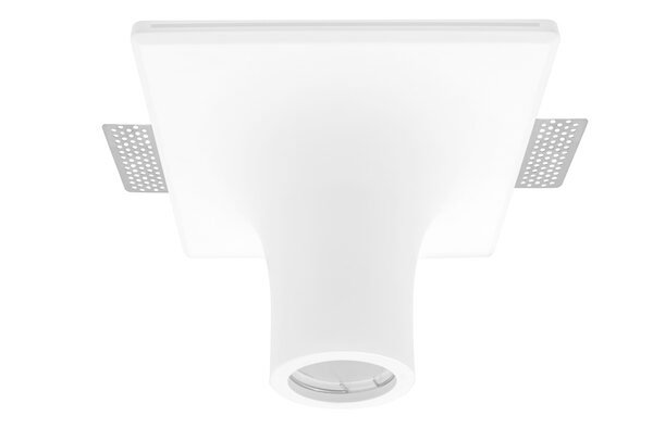 Lampara de techo LED, con base GU10 (sin lámpara) 25 Watts máximo, otica de 120°, de empotrar trimless , yeso acabado blanco, 85 - 277V ca, protección IP20