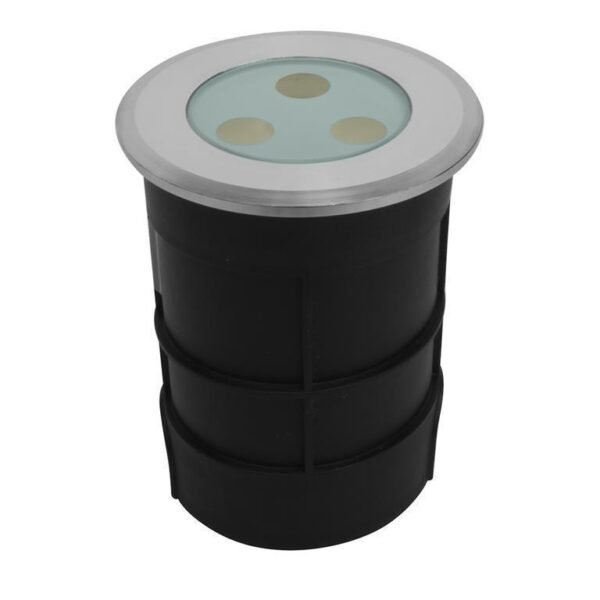 Luminario subacuático, de led, blanco cálido, 6 Watts, óptica 24°, circular, de empotrar, acero inoxidable incluye housing, 12V cc, protección IP68