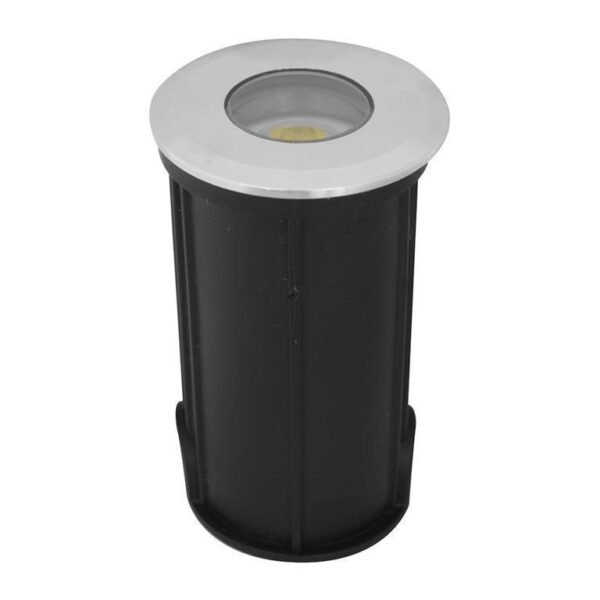 Luminario subacuático, de led, blanco cálido, 1.5 Watts, óptica 24°, circular, de empotrar, acero inoxidable incluye housing, 12V cc, protección IP68