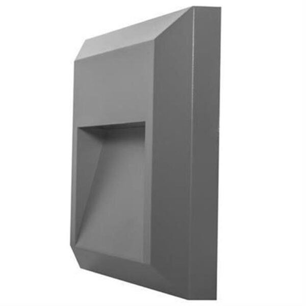Lampara de pared, blanco cálido, 1 Watt, óptica 120°, cuadrado, de sobreponer, plástico ABS acabado gris, 90 -130V ca, protección IP65