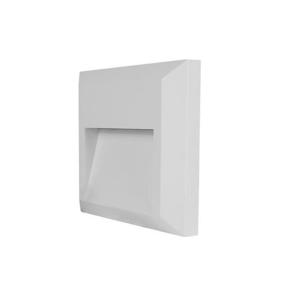 Lampara de pared, blanco cálido, 1 Watt, óptica 120°, cuadrado, de sobreponer, plástico ABS acabado blanco, 90 -130V ca, protección IP65