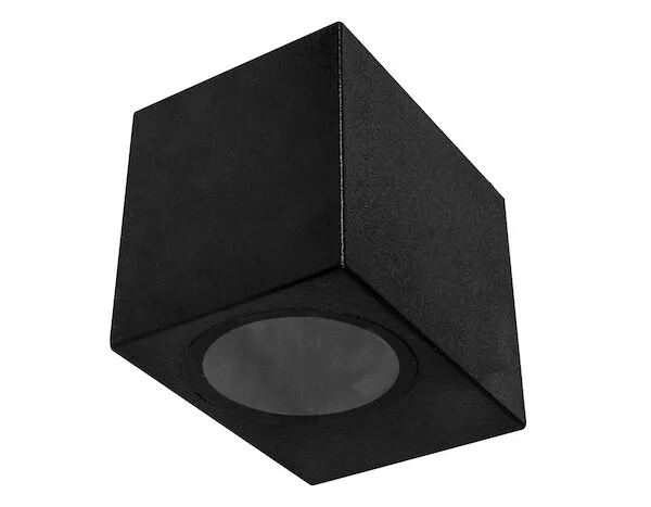 Luminario para lámpara GU10, 10 Watts máx., rectangular, policarbonato negro, no incluye lámpara, 100-240Vca, protección IP65