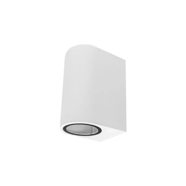 Luminario para 2 lámpara GU10, 20 Watts max., cilíndrico, policarbonato blanco, no incluye lámpara, 100-240V ca, protección IP54