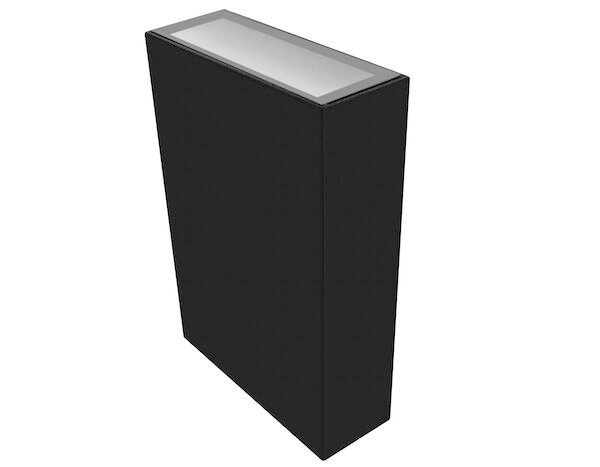 Lampara de pared, blanco cálido, 4 Watts, rectangular 2 salidas de luz, de sobreponer, policarbonato acabado negro, 85-265V ca, protección IP65