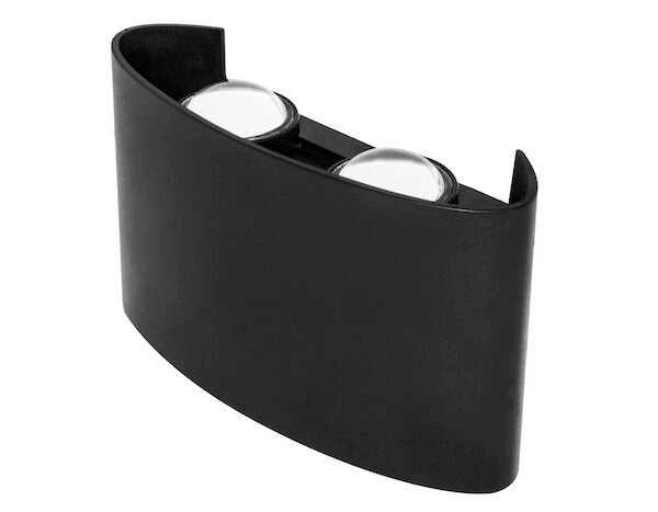 Lampara de pared, blanco cálido, 4 Watts, 2 salidas de luz superior e inferior, de sobreponer, policarbonato acabado negro, 85-265V ca, protección IP65