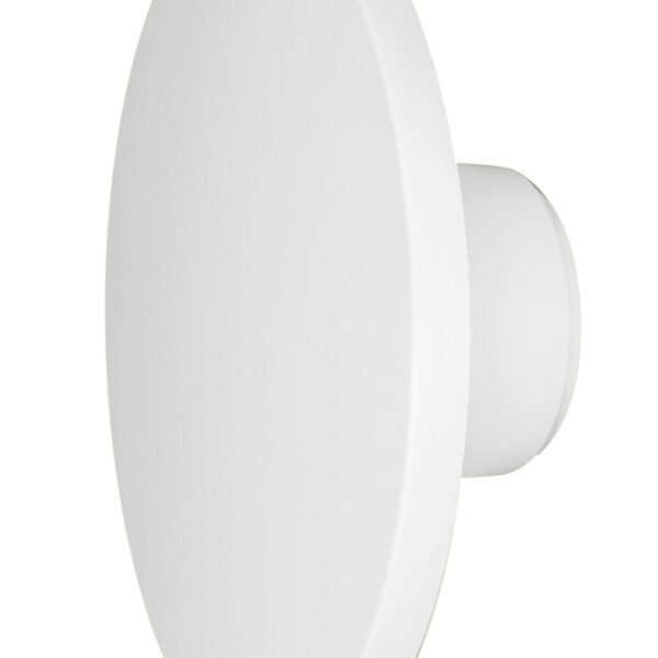 Lampara de pared, blanco cálido, 6 Watts, redondo salida trasera, de sobreponer, policarbonato acabado blanco, 100-240V ca, protección IP65