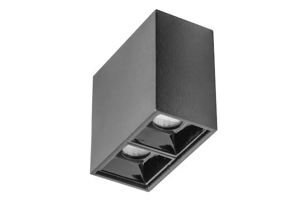 Lampara de techo LED, puntual rectangular , blanco neutro, 4 Watts, óptica 30°, de sobreponer, aluminio acabado negro, trama negra, 100-265V ca, protección IP20