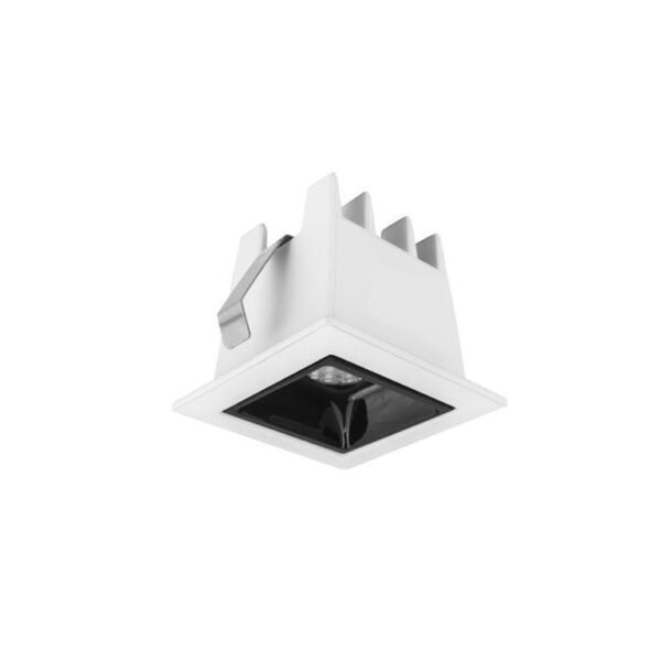 Lampara de techo LED, reflector GR, puntual cuadrado  marca cree, blanco neutro, 2 Watts, sin óptica se vende por separado 24° y 36°, de empotrar, aluminio acabado blanco, trama negra, 85-277V ca, protección IP20