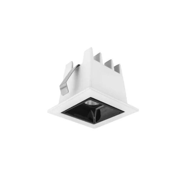 Lampara de techo LED, reflector GR, puntual cuadrado  marca cree, blanco neutro, 2 Watts, sin óptica se vende por separado 24° y 36°, de empotrar, aluminio acabado blanco, trama negra, 85-277V ca, protección IP20