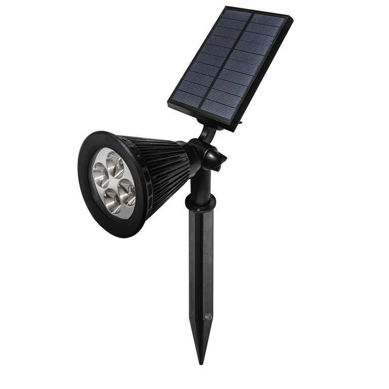 Lampara solar led  tipo estaca, de led, blanco, 2 Watts, óptica 60°, de sobreponer, sensor obscuridad, batería de litio de 3.7 V remplazable, protección IP44