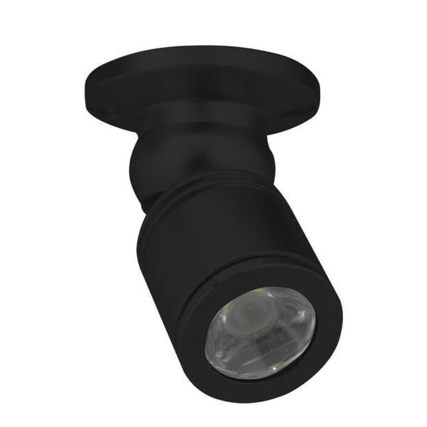 Lampara de sobreponer, blanco neutro, 1 Watt, óptica 35°, cilíndrico, de sobreponer dirigible, aluminio acabado negro, 85-265V ca, protección IP20