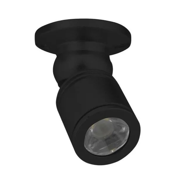 ILUT205E.jpg Lampara de sobreponer, blanco neutro, 1 Watt, óptica 35°, cilíndrico, de sobreponer dirigible, aluminio acabado negro, 85-265V ca, protección IP20