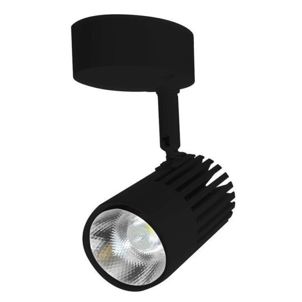 Lampara tipo canope, de led, blanco cálido, 10 Watts, óptica 45°, de sobreponer  dirigible, aluminio acabado negro, 85-265V ca, protección IP20